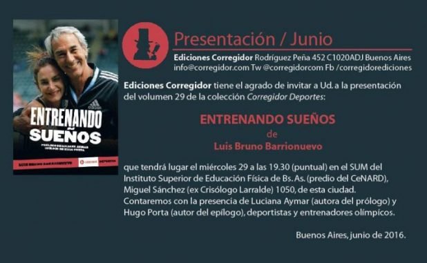 Lee más sobre el artículo Eventos: PRESENTACIÓN DEL LIBRO «ENTRENANDO SUEÑOS» DEL PROFESOR LUIS BRUNO BARRIONUEVO