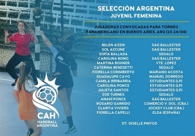 Handball femenino: PLANTEL PARA EL PANAMERICANO JUVENIL