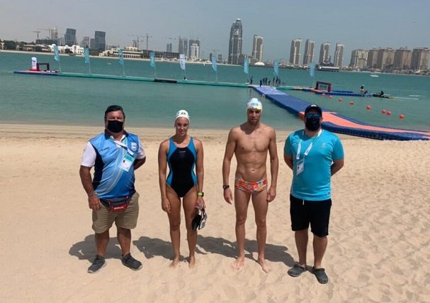 Lee más sobre el artículo Natación: CASSINI E IMWINKELRIED COMPITIERON EN AGUAS ABIERTAS EN DOHA