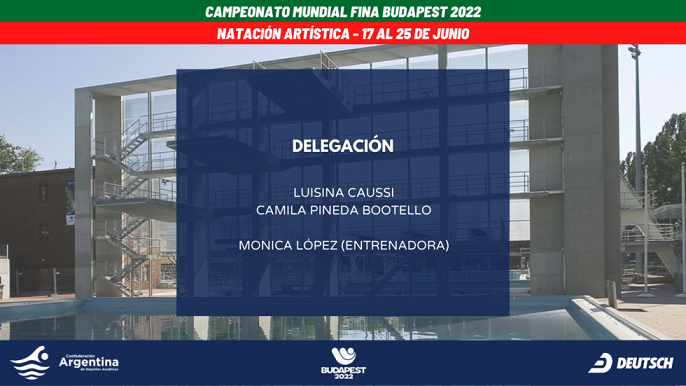 En este momento estás viendo Natación Artística: DELEGACIÓN ARGENTINA PARA EL MUNDIAL DE BUDAPEST