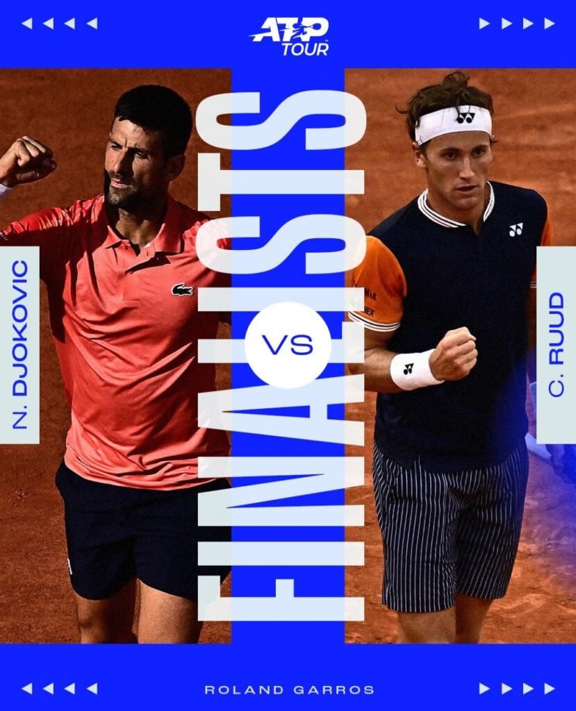 Tenis: DJOKOVIC-RUUD Y SWIATEK-MUCHOVA SERÁN LAS FINALES SINGLES DE ROLAND GARROS; GUSTAVO FERNÁNDEZ Y DOS FINALES A JUGAR