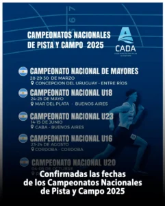 Lee más sobre el artículo Atletismo: CALENDARIO DE CAMPEONATOS DE PISTA Y CAMPO