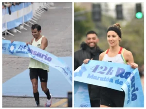Lee más sobre el artículo Atletismo: FLORENCIA PICA Y PEDRO GÓMEZ GANARON MARATÓN DE LA BANDERA EN ROSARIO 2025